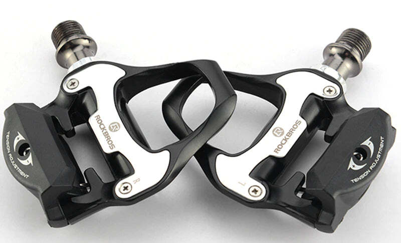 Self Lock Clip In Bike Pedals LOOK KEO Cleat MTB Road 700C Hybrid BMX - Rockbros Black - Outdoorium