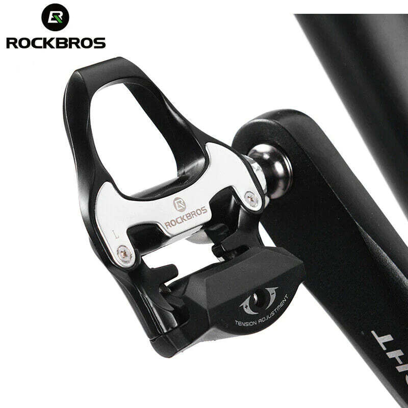 Self Lock Clip In Bike Pedals LOOK KEO Cleat MTB Road 700C Hybrid BMX - Rockbros Black - Outdoorium