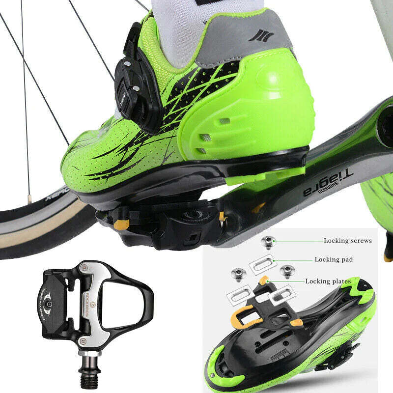 Self Lock Clip In Bike Pedals Shimano SPD - SL Cleat MTB Road 700C Hybrid BMX - Rockbros Nylon Black - Outdoorium