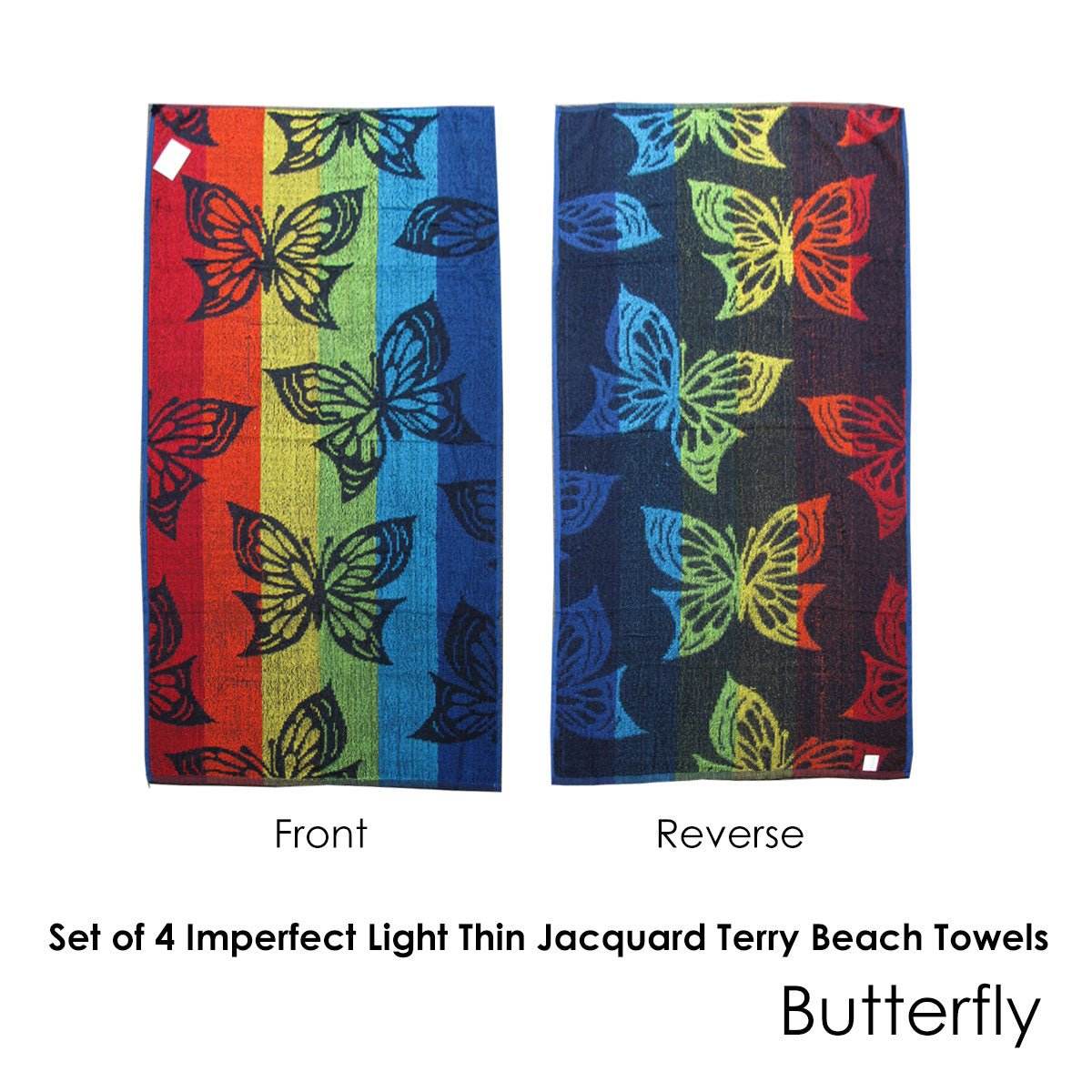 Set of 4 Imperfect Jacquard Terry Beach Towels Butterfly - Outdoorium