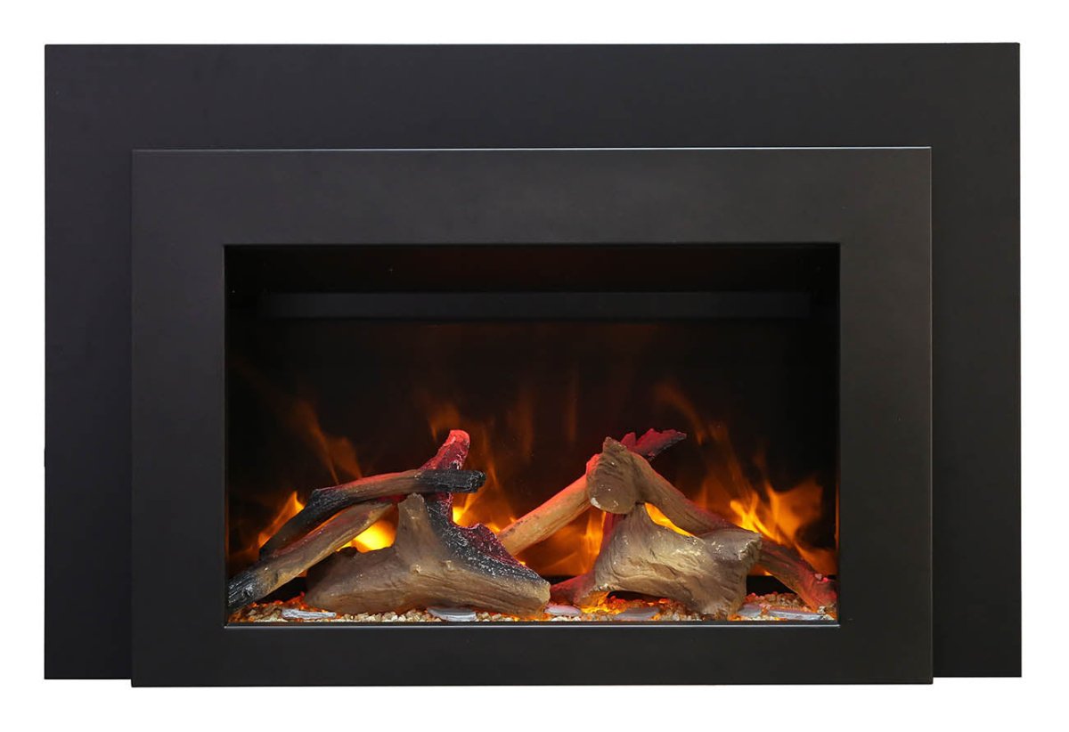 Sierra Flame by Amantii Deep 30: Electric Fireplace Insert with Black Steel Surround (TRD) - Outdoorium