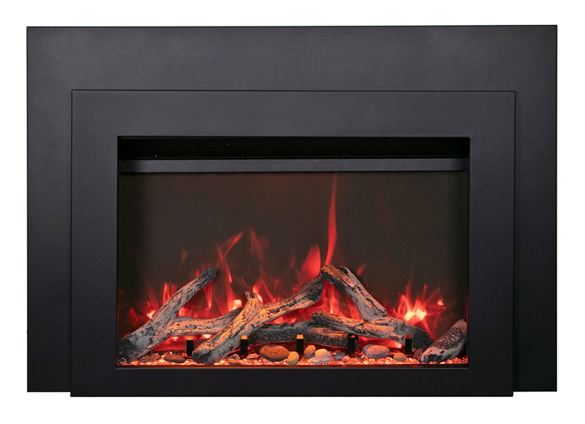 Sierra Flame by Amantii Deep 30: Electric Fireplace Insert with Black Steel Surround (TRD) - Outdoorium