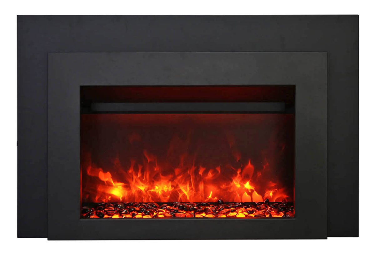 Sierra Flame by Amantii Deep 30: Electric Fireplace Insert with Black Steel Surround (TRD) - Outdoorium