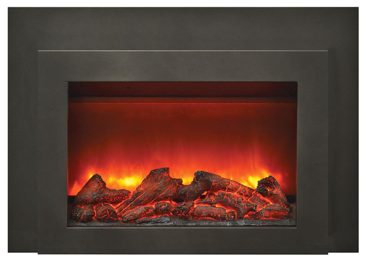 Sierra Flame by Amantii Deep 30: Electric Fireplace Insert with Black Steel Surround (TRD) - Outdoorium