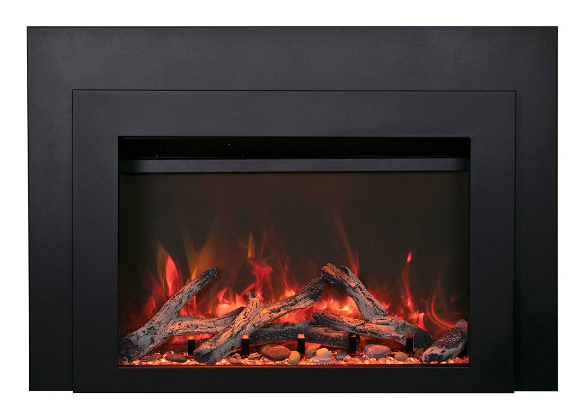 Sierra Flame by Amantii Deep 30: Electric Fireplace Insert with Black Steel Surround (TRD) - Outdoorium