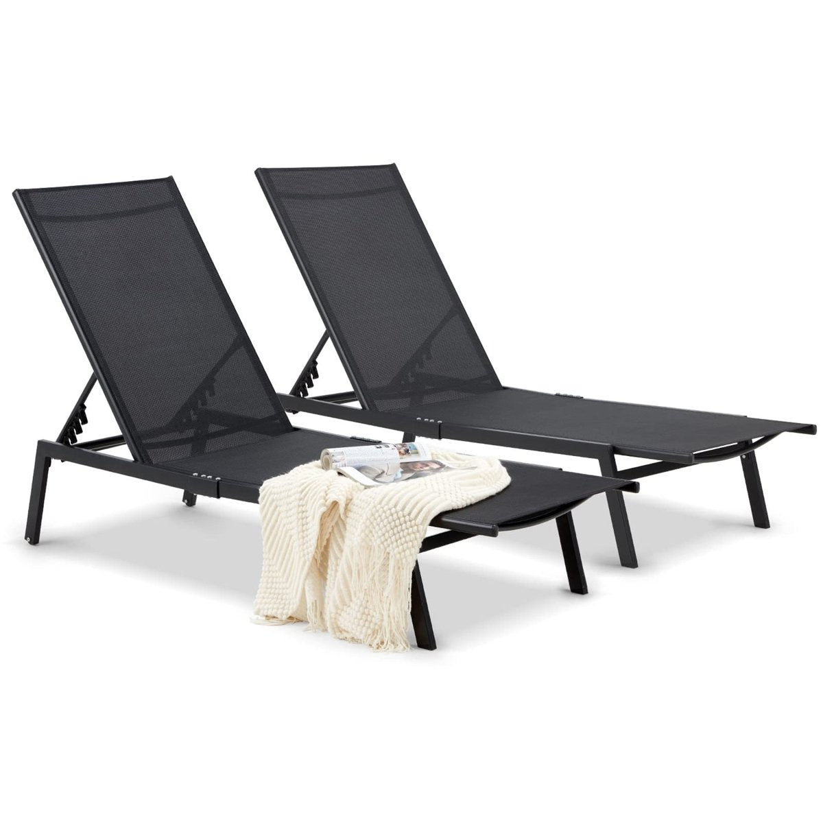 Sirocco (Set of 2) Sunloungers - Black - Outdoorium