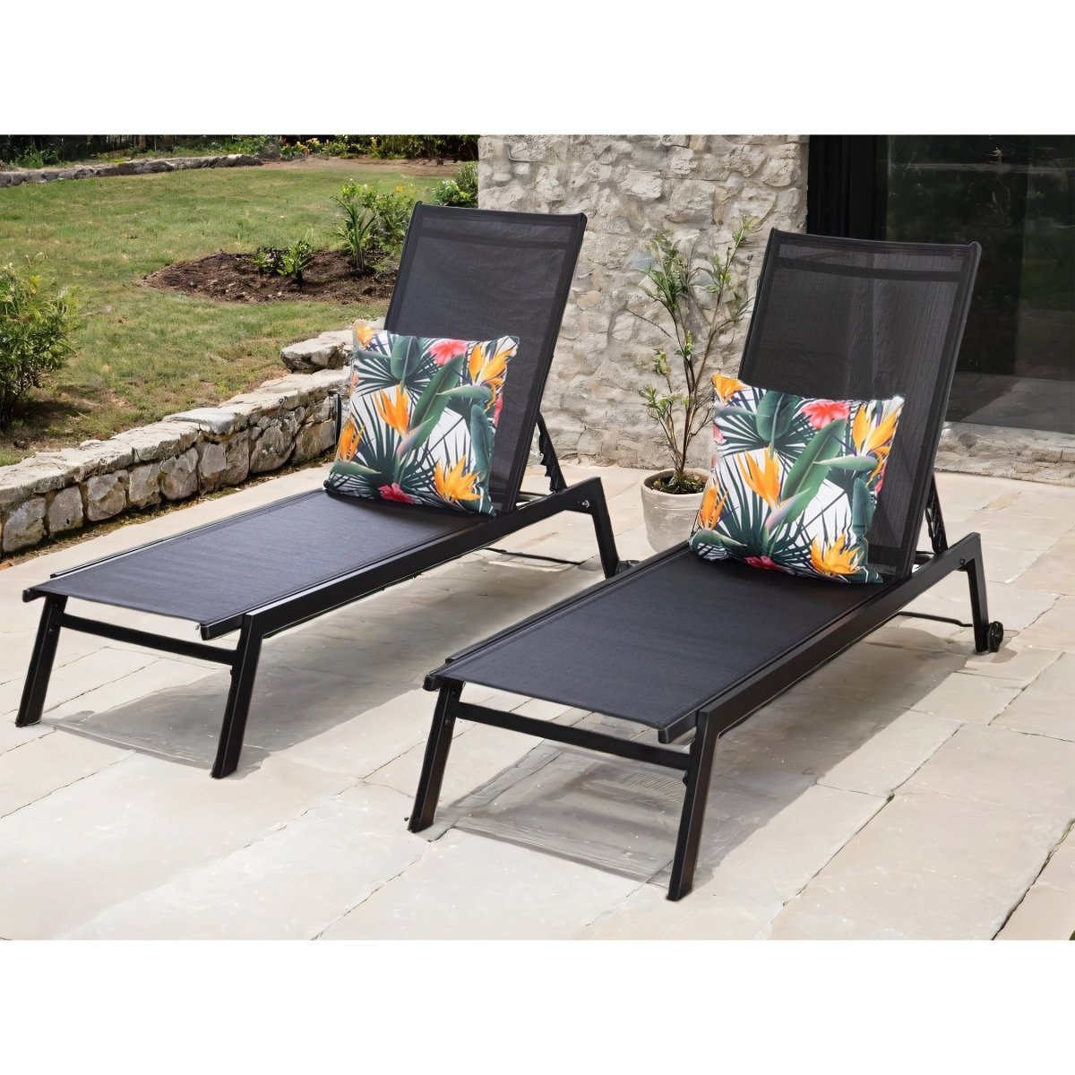 Sirocco (Set of 2) Sunloungers - Black - Outdoorium