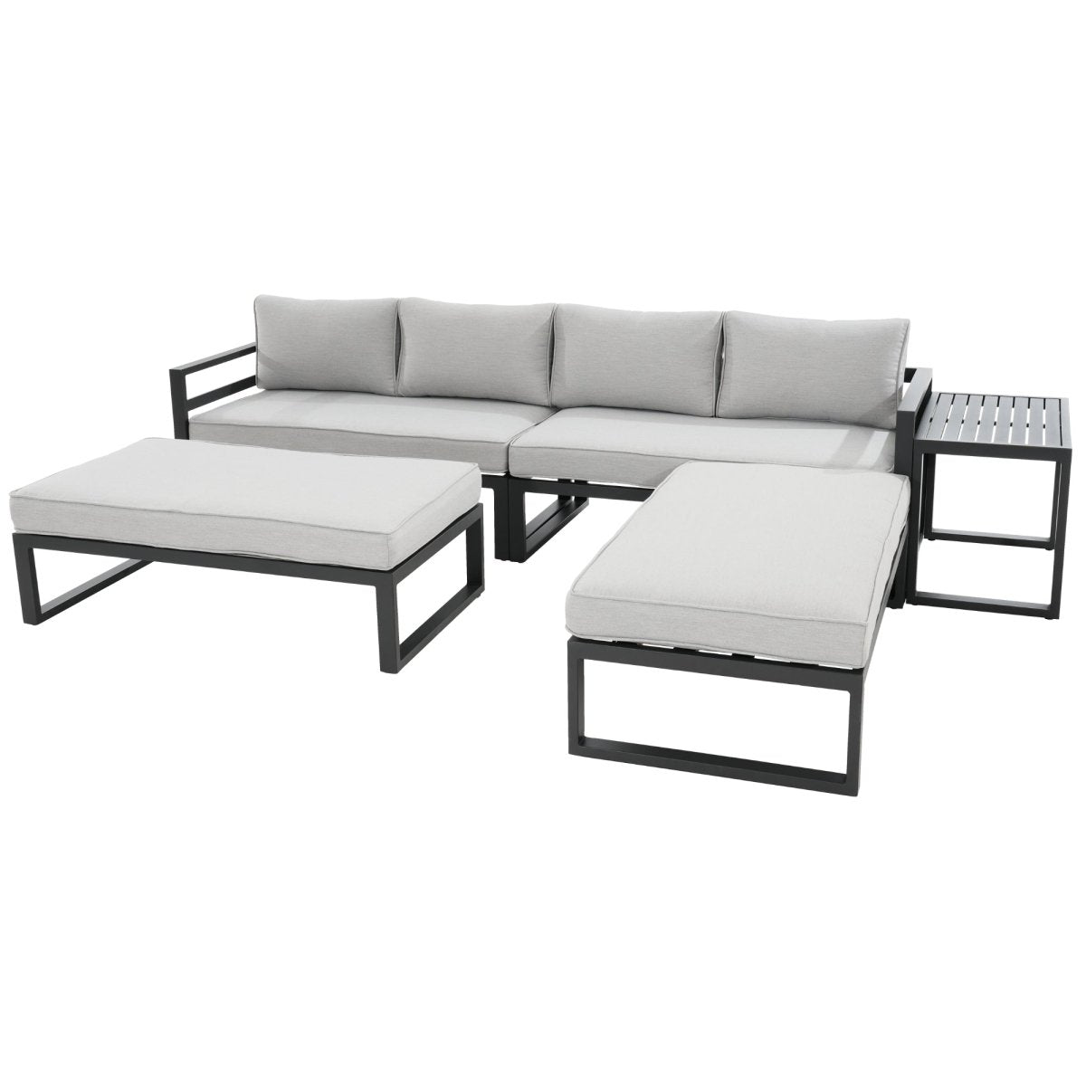 Skye 5pc Outdoor Sofa Set Coffee Side Table Modular Aluminium Frame - Outdoorium