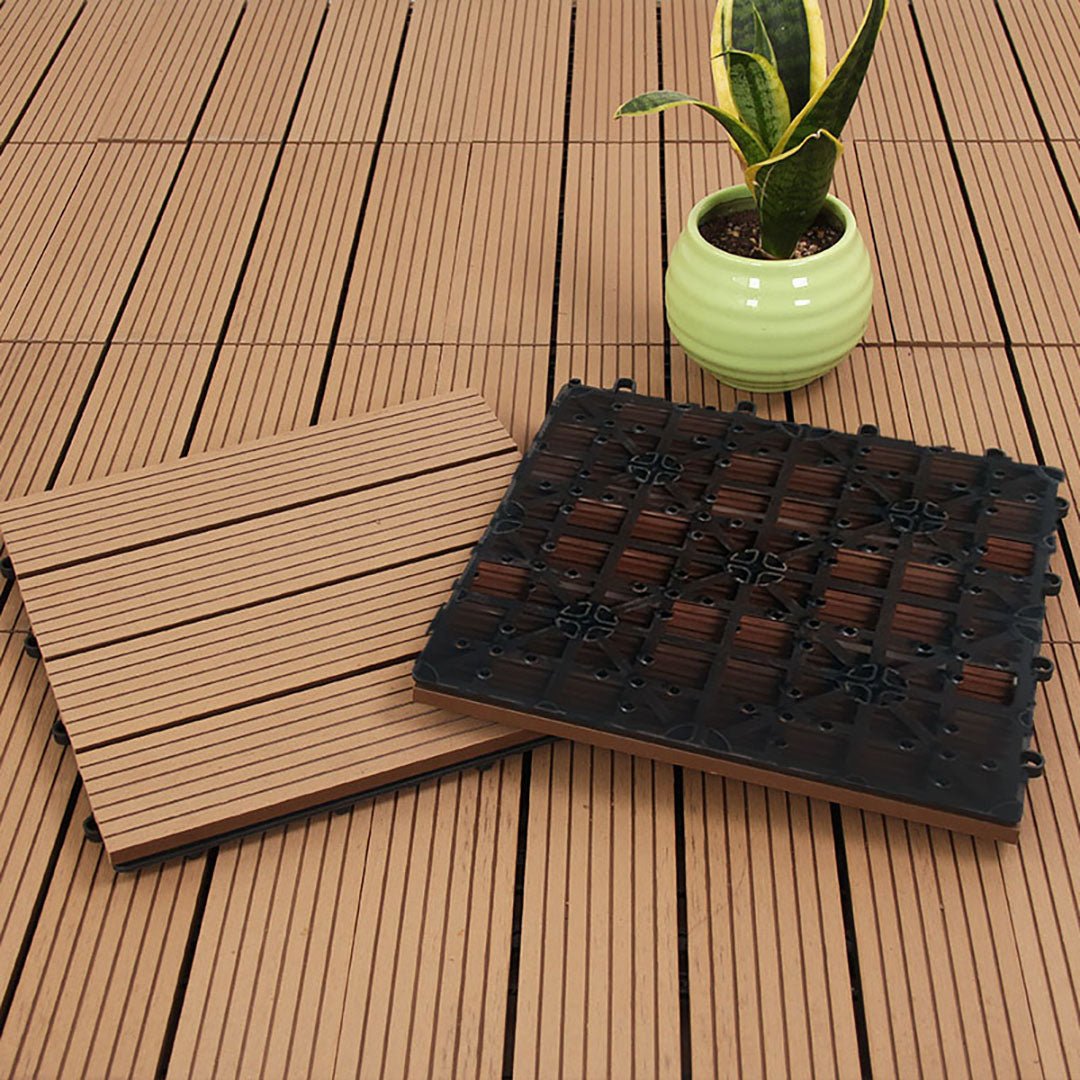 SOGA 11 pcs Coffee DIY Wooden Composite Decking Tiles Garden Outdoor Backyard Flooring Home Decor - Outdoorium