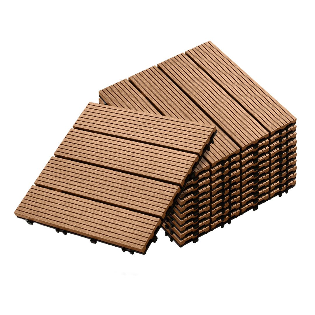 SOGA 11 pcs Coffee DIY Wooden Composite Decking Tiles Garden Outdoor Backyard Flooring Home Decor - Outdoorium