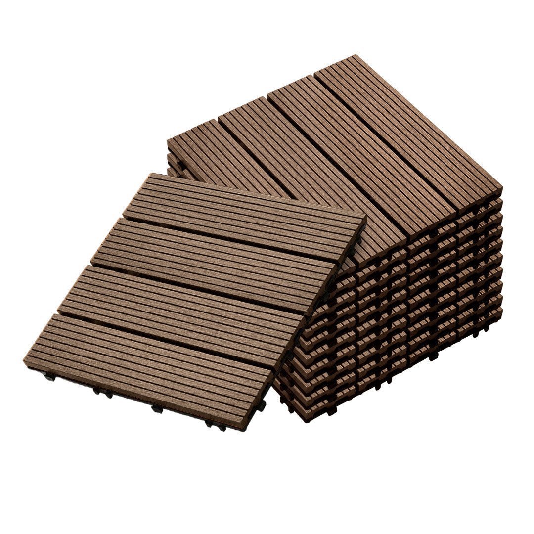 SOGA 11 pcs Dark Chocolate DIY Wooden Composite Decking Tiles Garden Outdoor Backyard Flooring Home Decor - Outdoorium