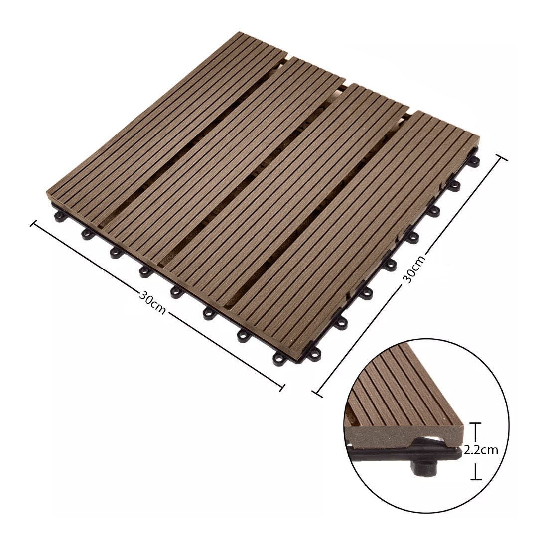 SOGA 11 pcs Dark Chocolate DIY Wooden Composite Decking Tiles Garden Outdoor Backyard Flooring Home Decor - Outdoorium