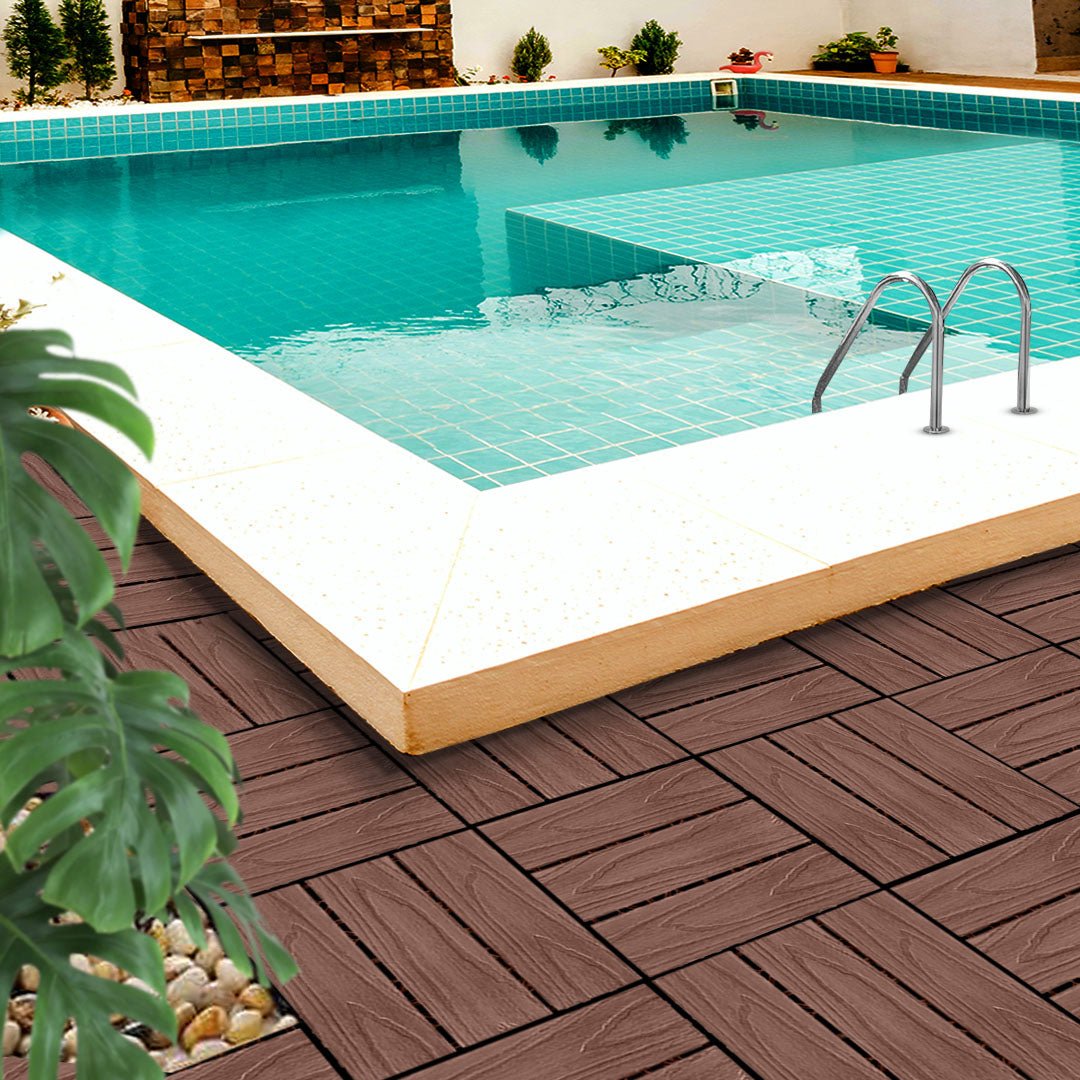 SOGA 11 pcs Dark Chocolate DIY Wooden Composite Decking Tiles Garden Outdoor Backyard Flooring Home Decor - Outdoorium