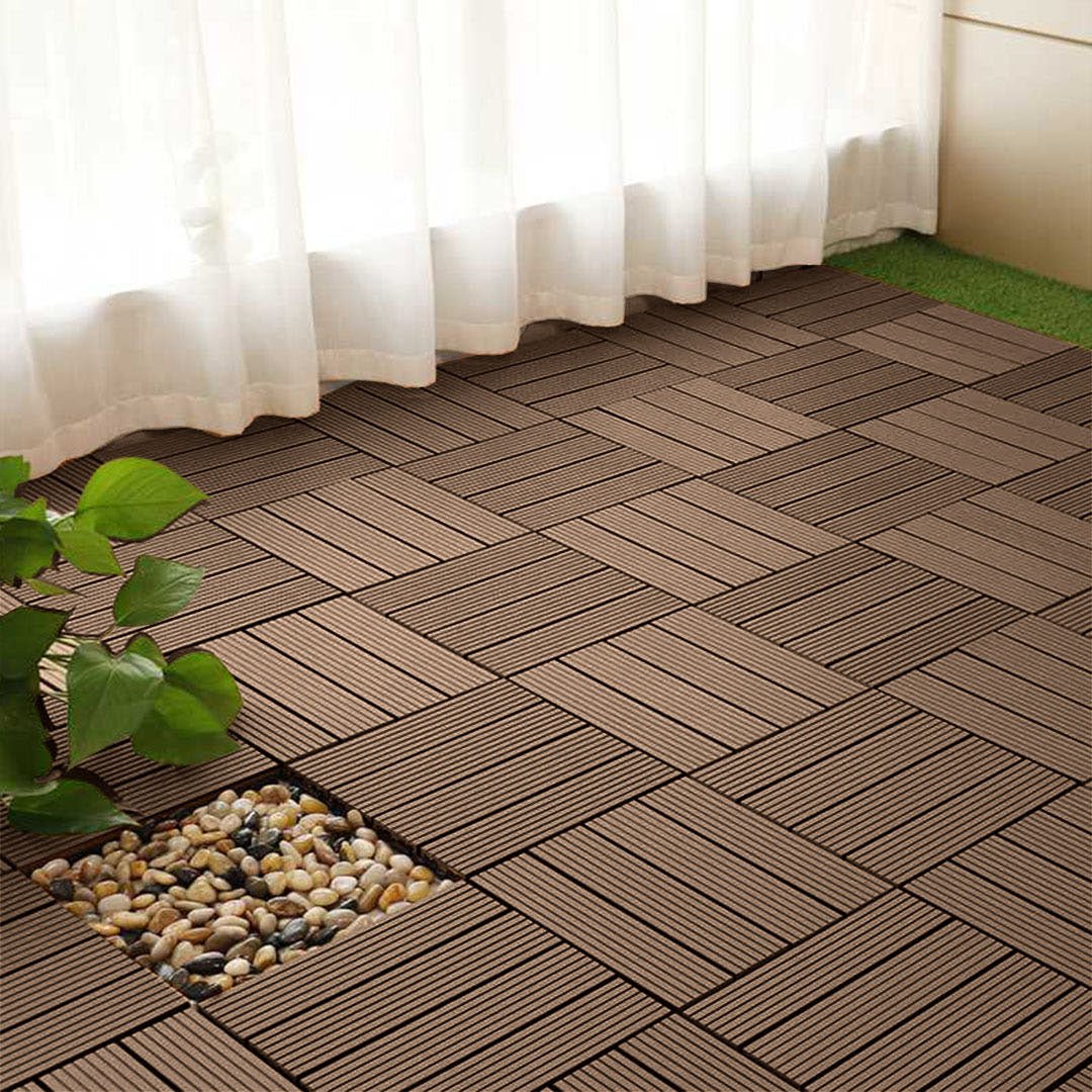 SOGA 11 pcs Dark Chocolate DIY Wooden Composite Decking Tiles Garden Outdoor Backyard Flooring Home Decor - Outdoorium