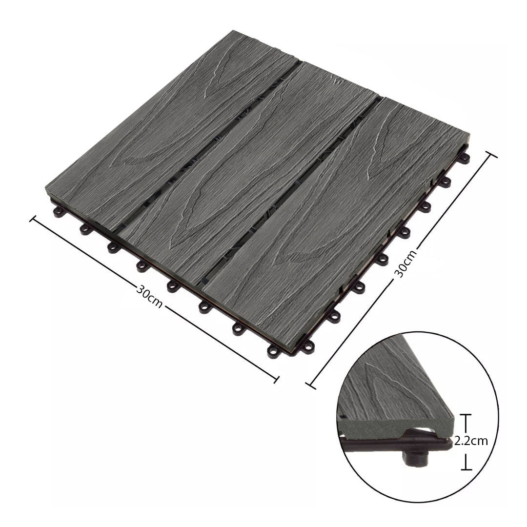 SOGA 11 pcs Dark Grey DIY Wooden Composite Decking Tiles Garden Outdoor Backyard Flooring Home Decor - Outdoorium