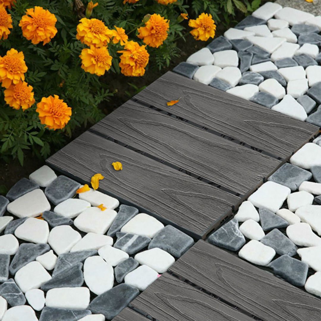SOGA 11 pcs Dark Grey DIY Wooden Composite Decking Tiles Garden Outdoor Backyard Flooring Home Decor - Outdoorium
