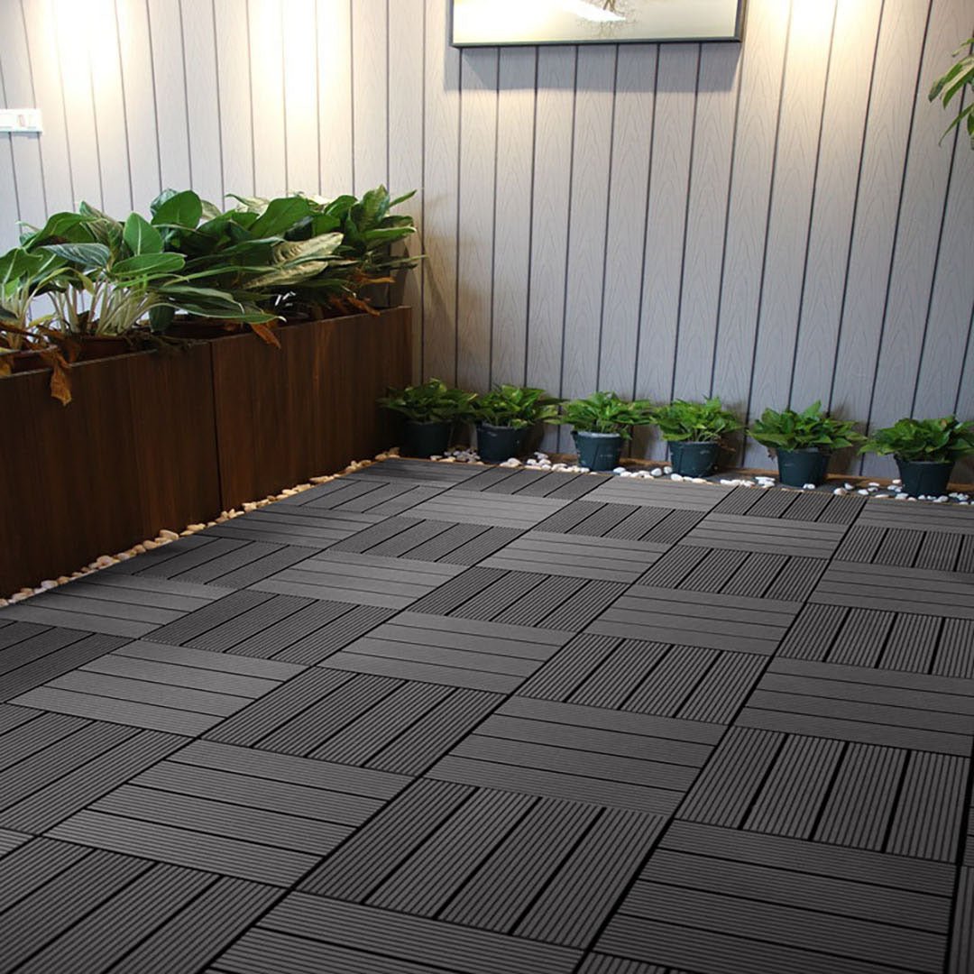 SOGA 11 pcs Grey DIY Wooden Composite Decking Tiles Garden Outdoor Backyard Flooring Home Decor - Outdoorium