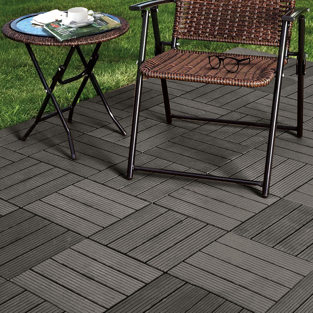 SOGA 11 pcs Grey DIY Wooden Composite Decking Tiles Garden Outdoor Backyard Flooring Home Decor - Outdoorium