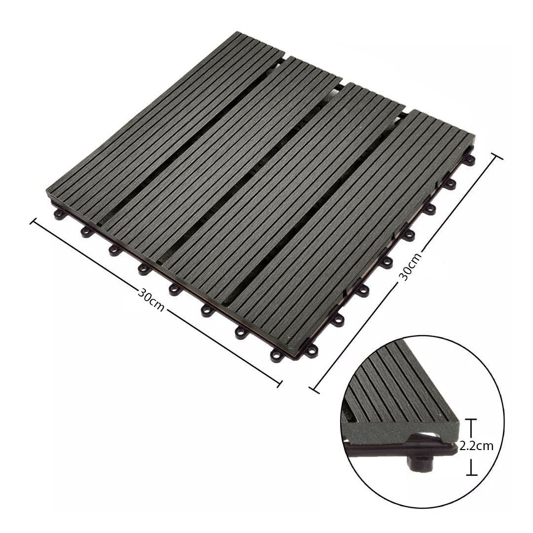 SOGA 11 pcs Grey DIY Wooden Composite Decking Tiles Garden Outdoor Backyard Flooring Home Decor - Outdoorium