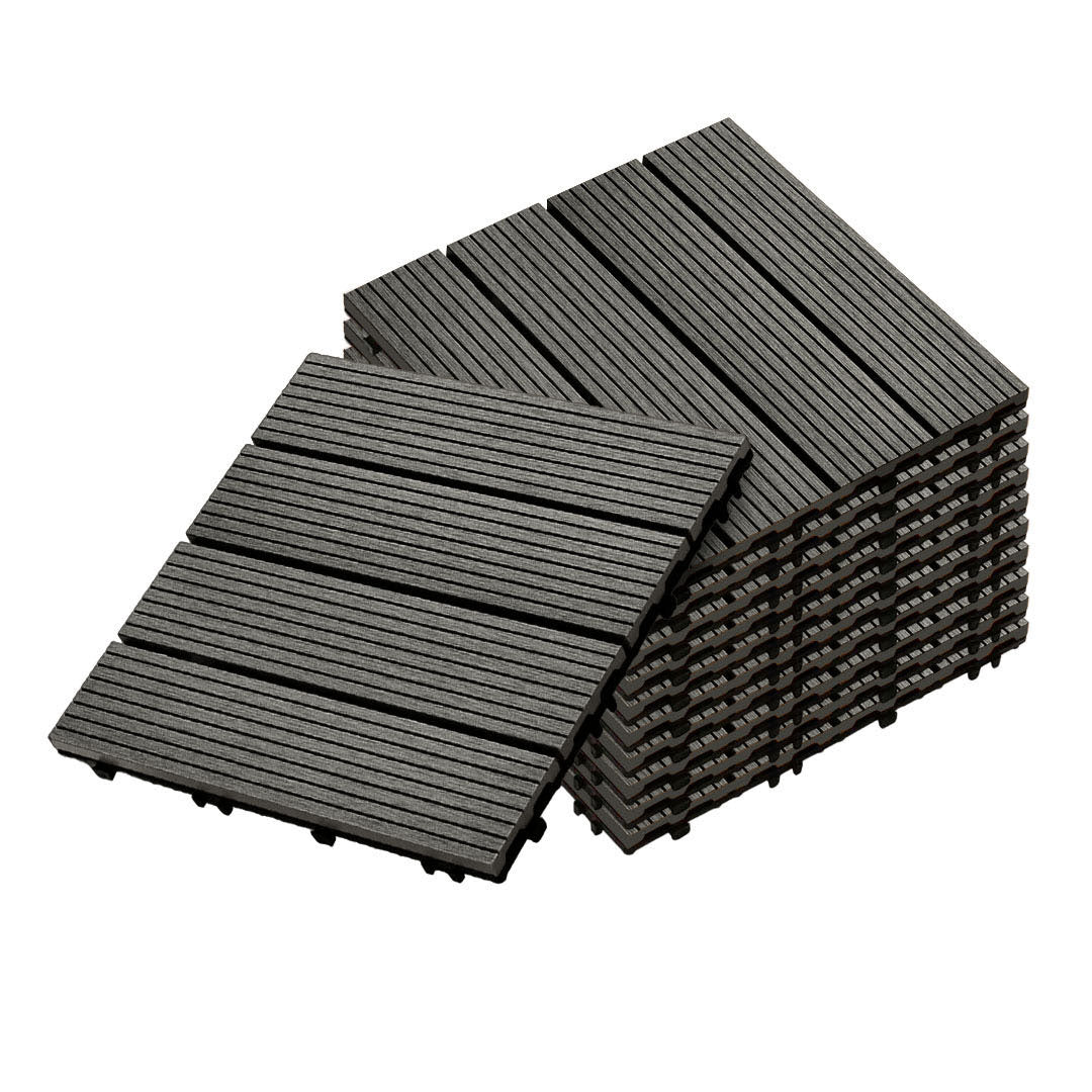 SOGA 11 pcs Grey DIY Wooden Composite Decking Tiles Garden Outdoor Backyard Flooring Home Decor - Outdoorium