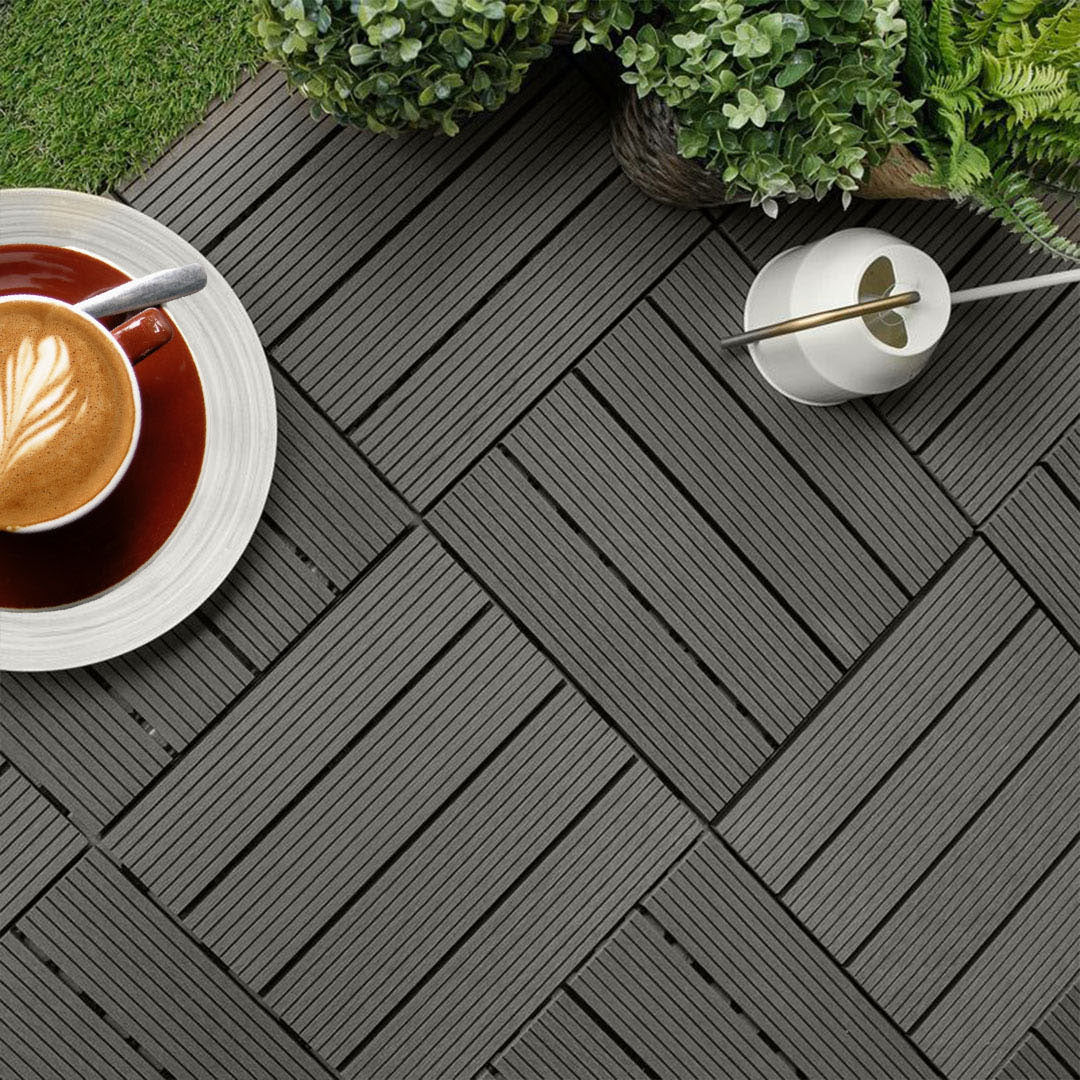 SOGA 11 pcs Grey DIY Wooden Composite Decking Tiles Garden Outdoor Backyard Flooring Home Decor - Outdoorium