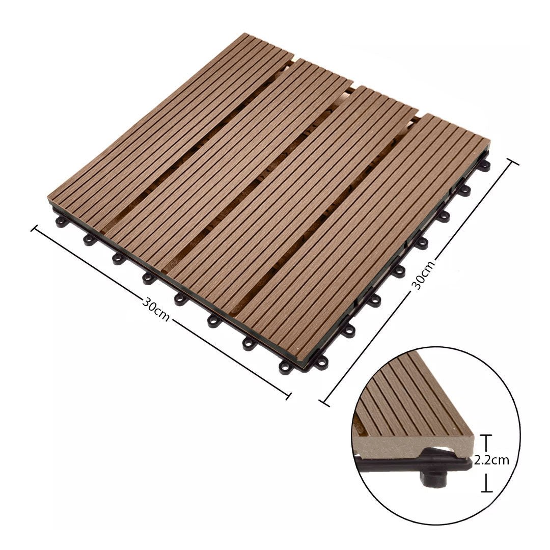 SOGA 11 pcs Light Chocolate DIY Wooden Composite Decking Tiles Garden Outdoor Backyard Flooring Home Decor - Outdoorium