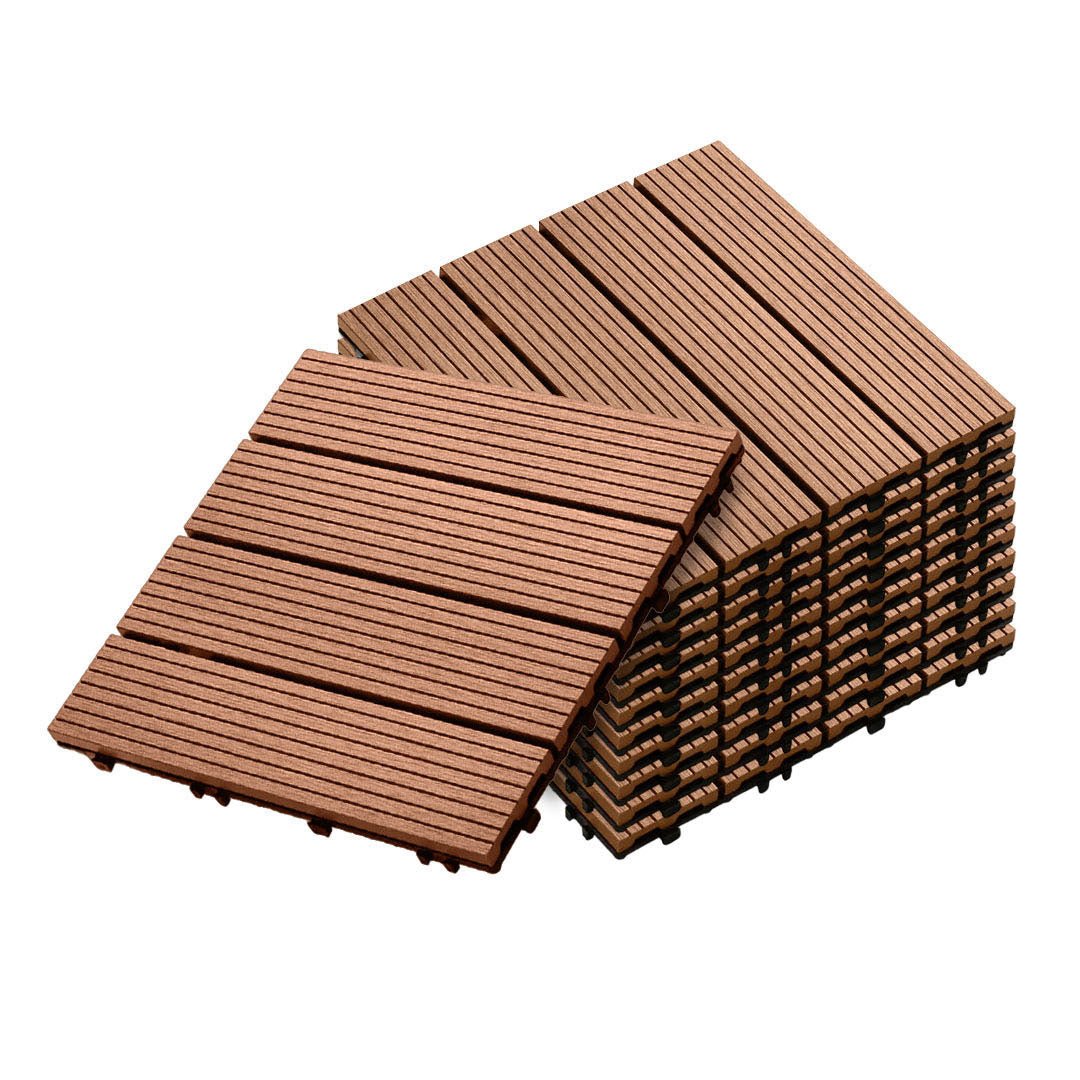 SOGA 11 pcs Red Brown DIY Wooden Composite Decking Tiles Garden Outdoor Backyard Flooring Home Decor - Outdoorium