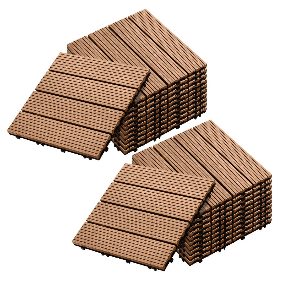 SOGA 2X 11 pcs Coffee DIY Wooden Composite Decking Tiles Garden Outdoor Backyard Flooring Home Decor - Outdoorium