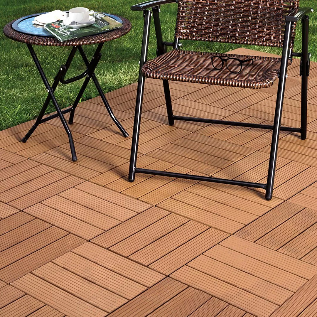 SOGA 2X 11 pcs Coffee DIY Wooden Composite Decking Tiles Garden Outdoor Backyard Flooring Home Decor - Outdoorium