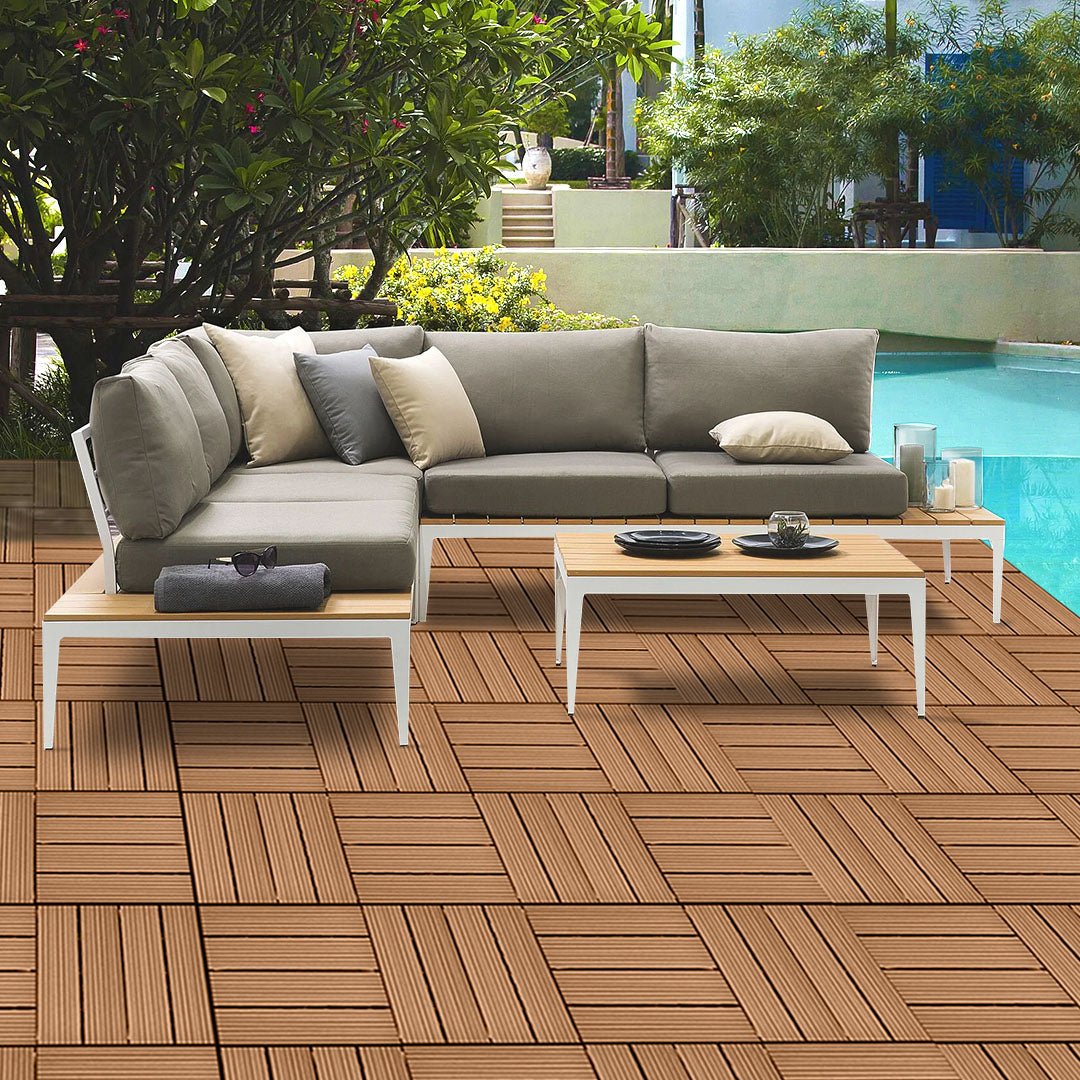 SOGA 2X 11 pcs Coffee DIY Wooden Composite Decking Tiles Garden Outdoor Backyard Flooring Home Decor - Outdoorium