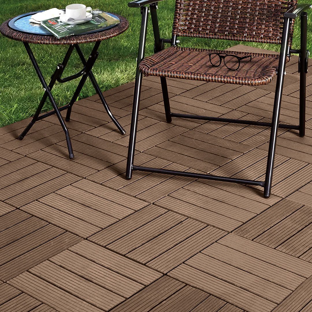 SOGA 2X 11 pcs Dark Chocolate DIY Wooden Composite Decking Tiles Garden Outdoor Backyard Flooring Home Decor - Outdoorium