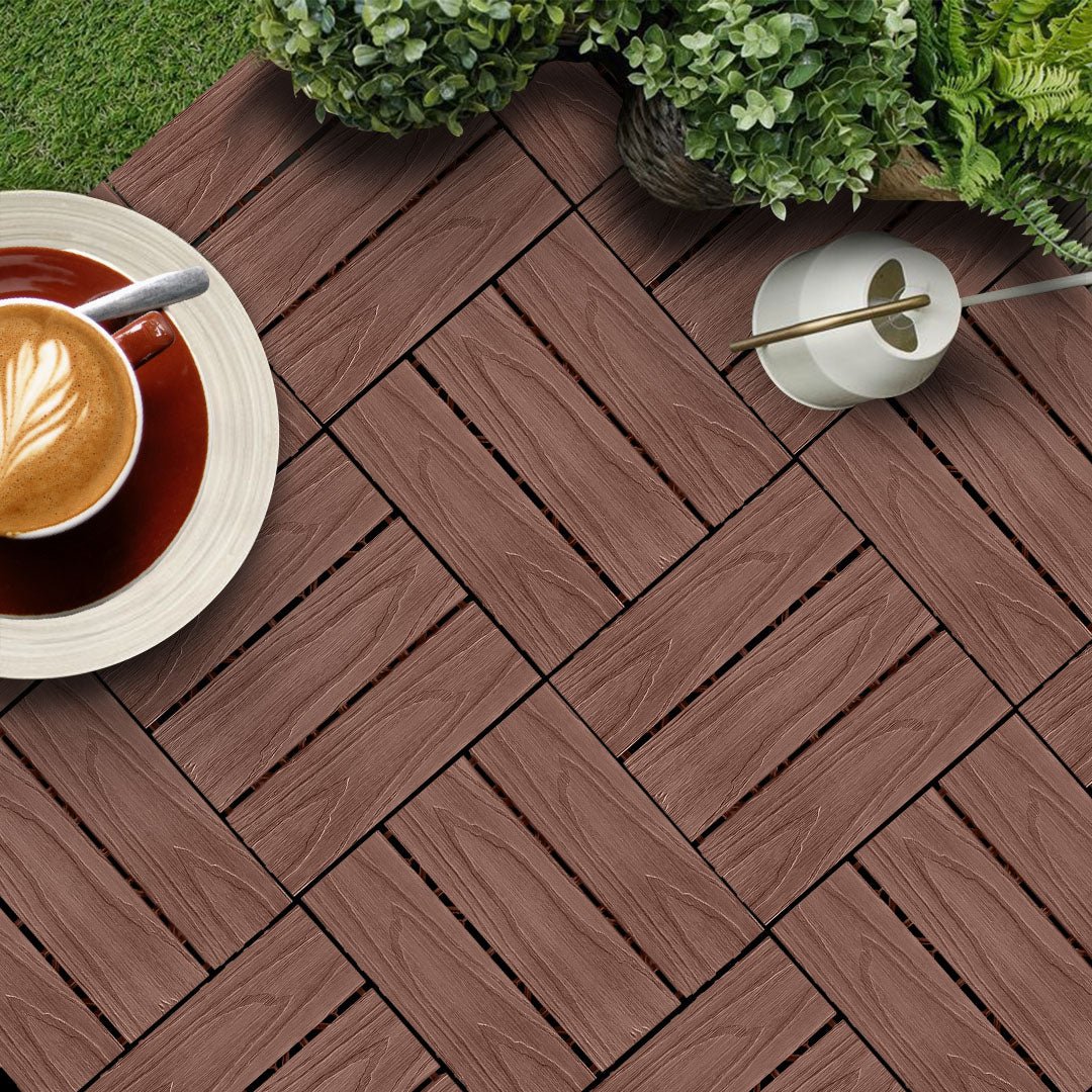 SOGA 2X 11 pcs Dark Chocolate DIY Wooden Composite Decking Tiles Garden Outdoor Backyard Flooring Home Decor - Outdoorium
