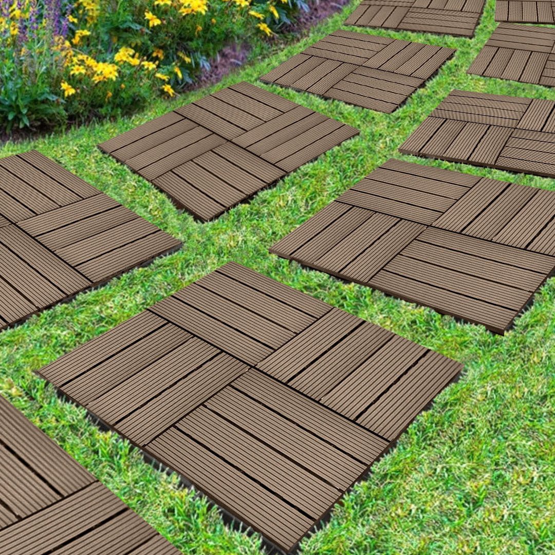 SOGA 2X 11 pcs Dark Chocolate DIY Wooden Composite Decking Tiles Garden Outdoor Backyard Flooring Home Decor - Outdoorium