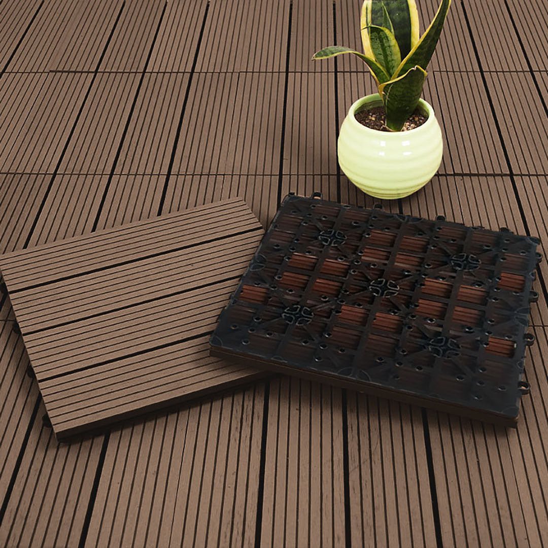 SOGA 2X 11 pcs Dark Chocolate DIY Wooden Composite Decking Tiles Garden Outdoor Backyard Flooring Home Decor - Outdoorium