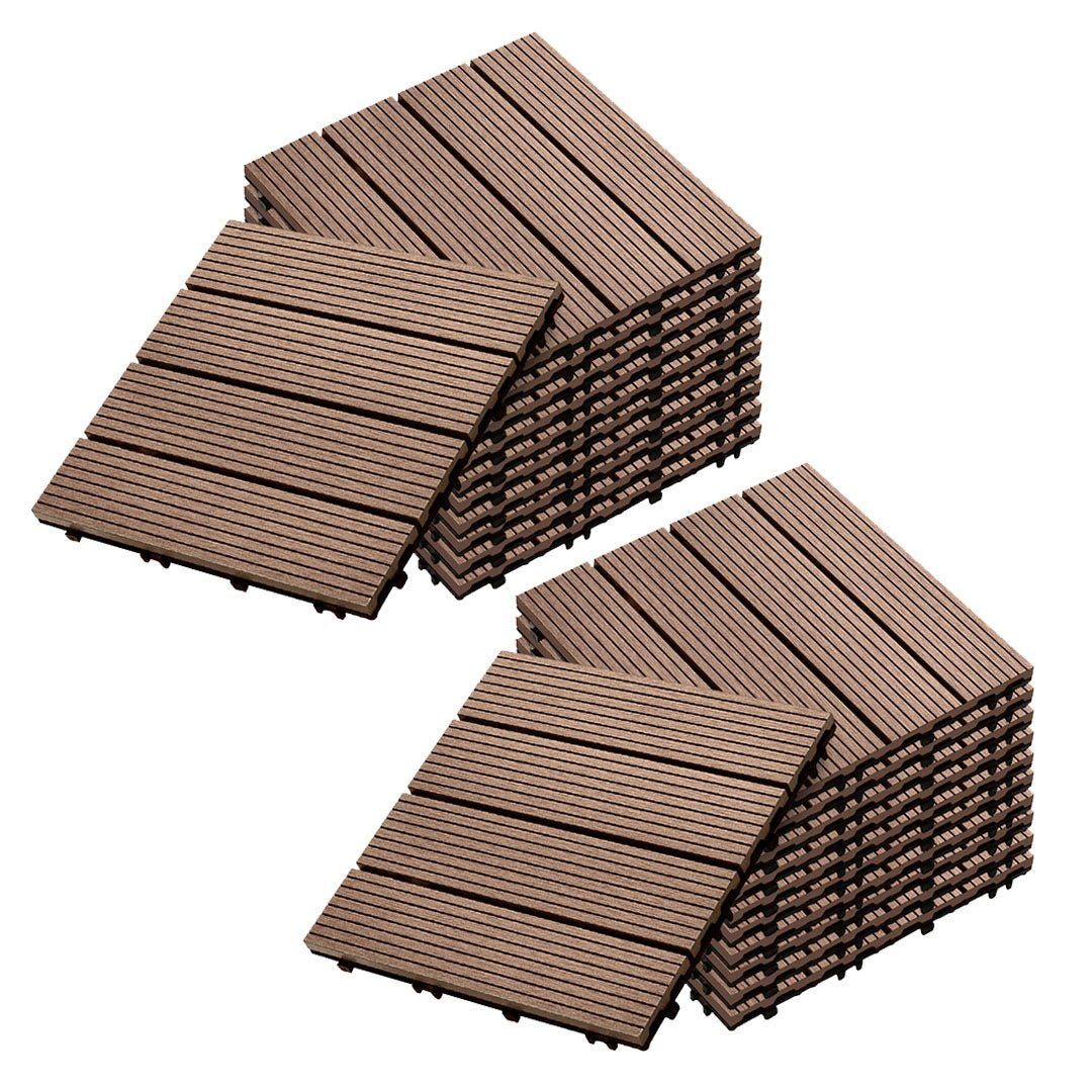 SOGA 2X 11 pcs Light Chocolate DIY Wooden Composite Decking Tiles Garden Outdoor Backyard Flooring Home Decor - Outdoorium