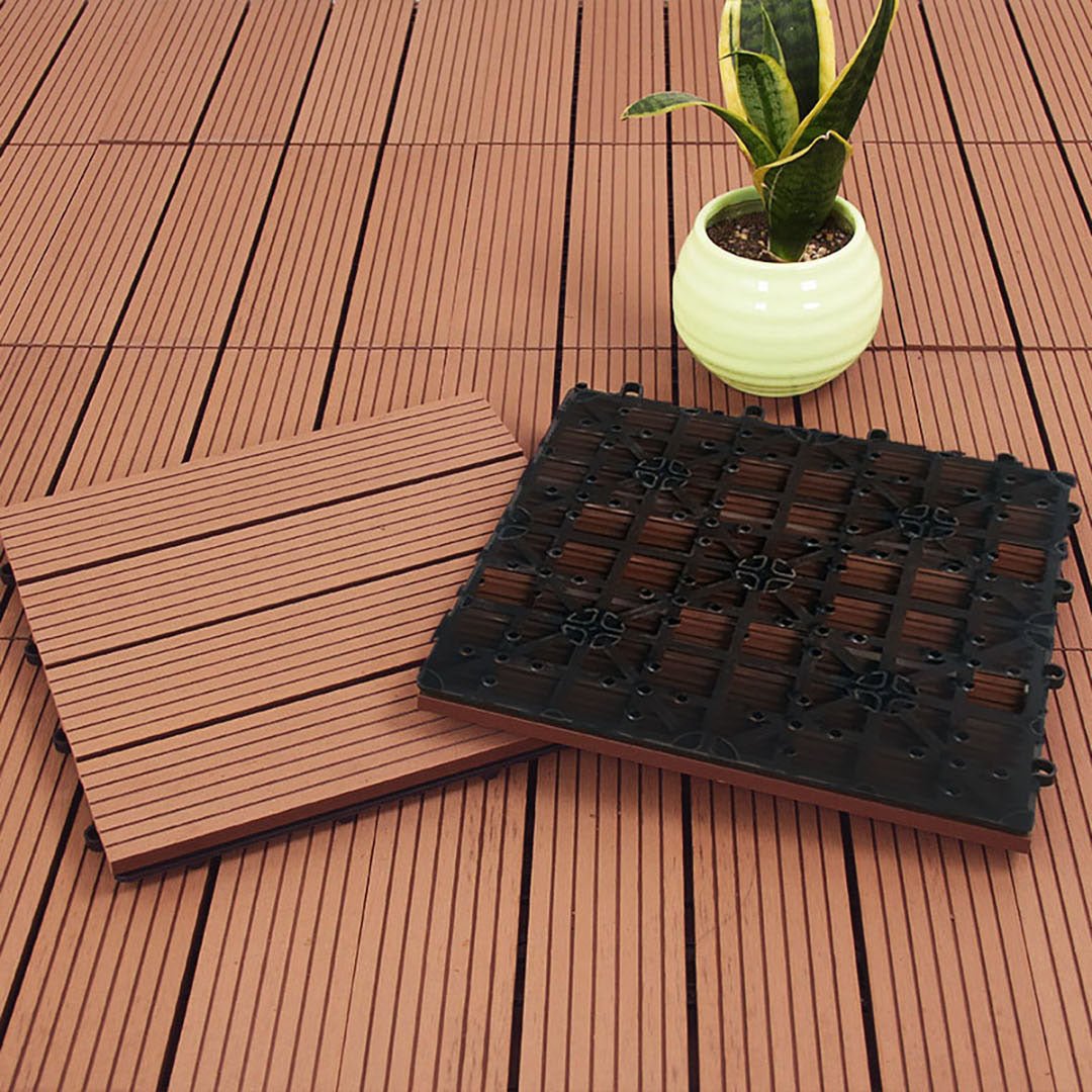 SOGA 2X 11 pcs Red Brown DIY Wooden Composite Decking Tiles Garden Outdoor Backyard Flooring Home Decor - Outdoorium