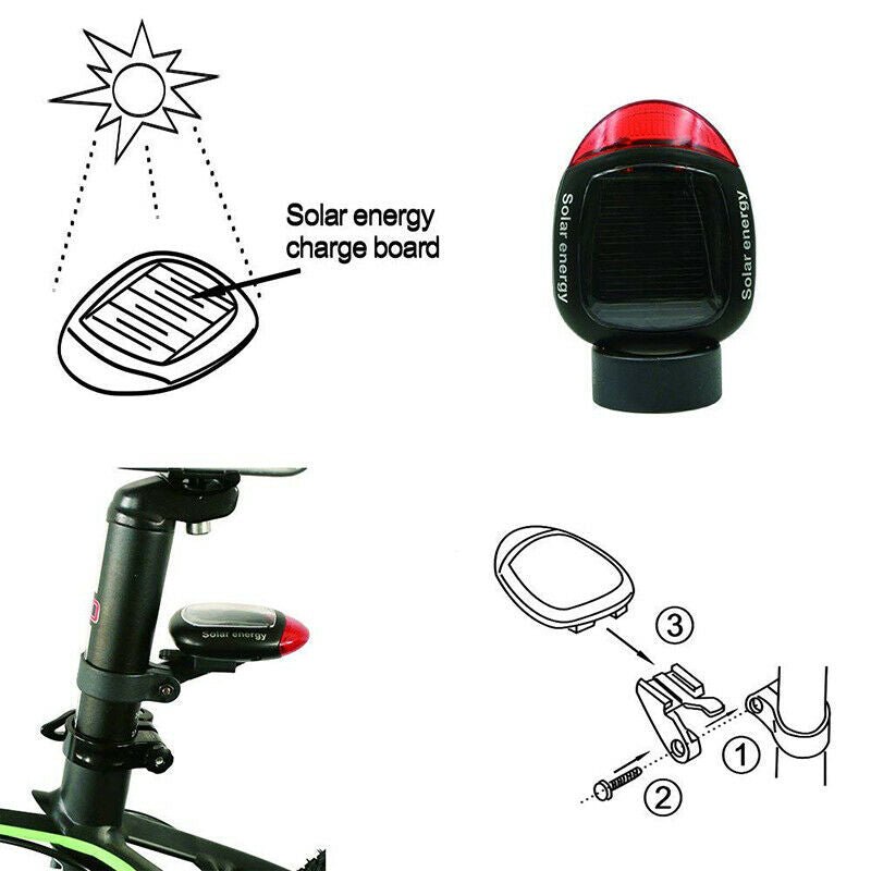 Solar Powered Bicycle Cycling Bike LED Headlight + Rear Tail Light Lamp LED with Gift Box - Outdoorium