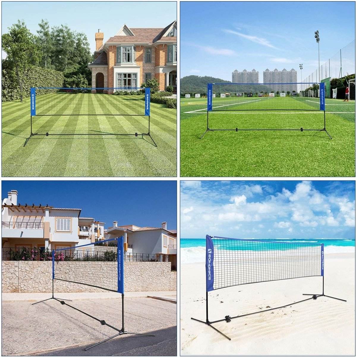 SONGMICS 3m Portable Tennis Badminton Net Blue - Outdoorium