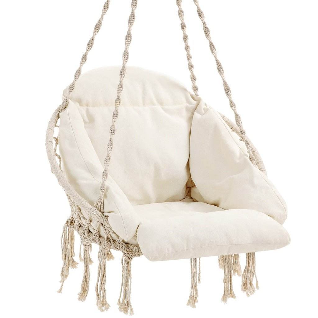 SONGMICS Hammock Hanging Chair with Cushion Cloud White - Outdoorium