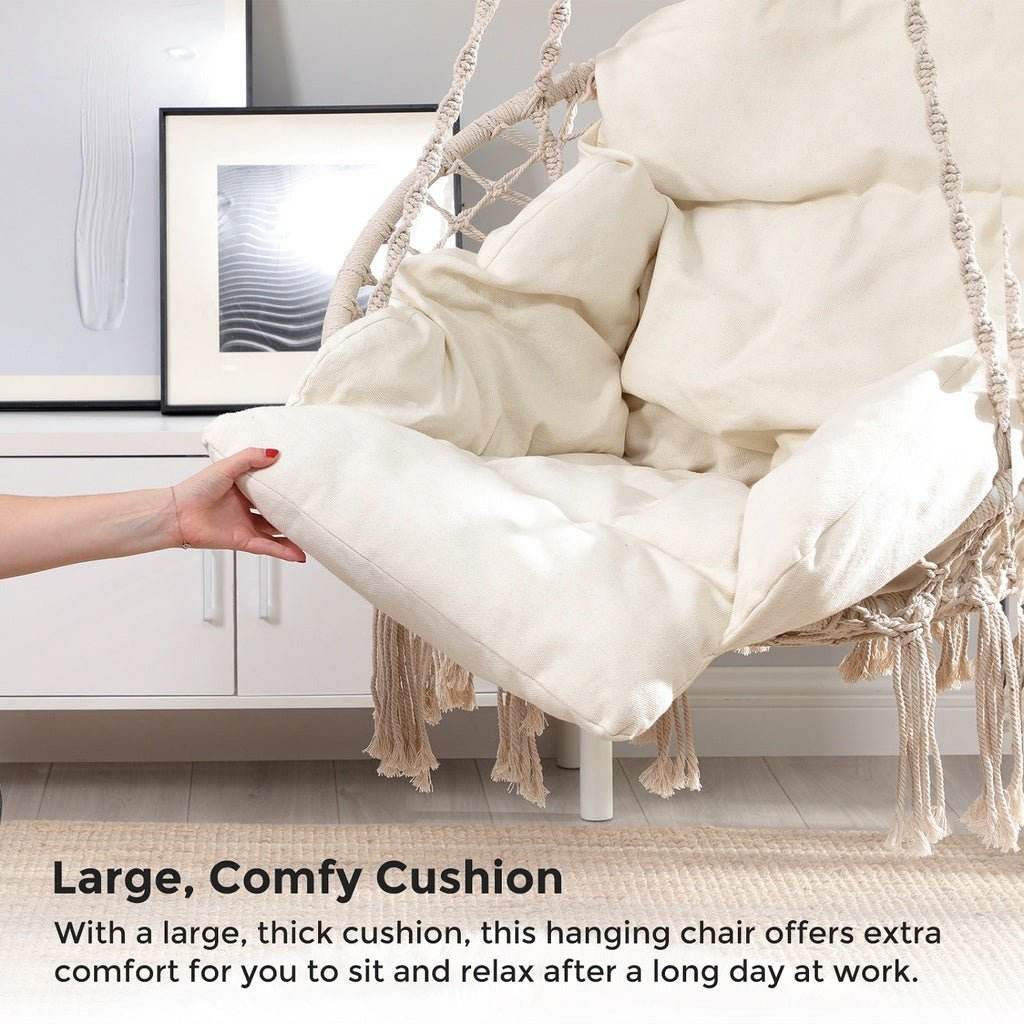 SONGMICS Hammock Hanging Chair with Cushion Cloud White - Outdoorium