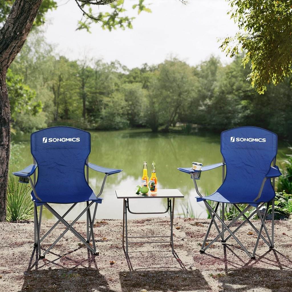 SONGMICS Set of 2 Folding Camping Outdoor Chairs Blue - Outdoorium