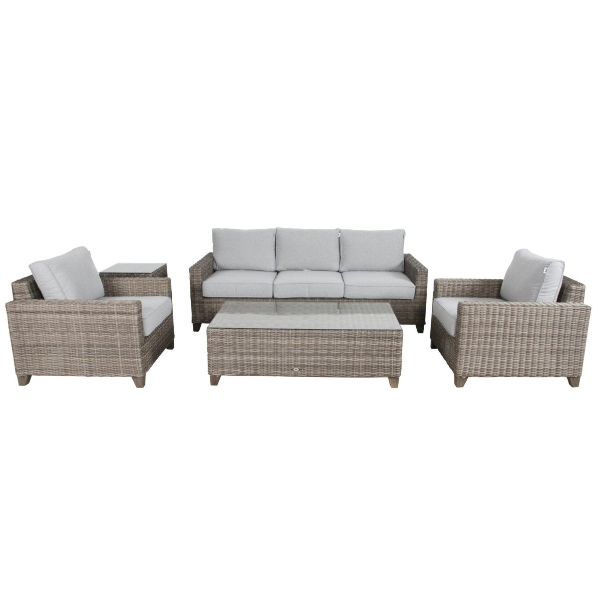 Sophy 3+1+1 Seater Wicker Rattan Outdoor Sofa Set Coffee Side Table Chair Lounge - Outdoorium