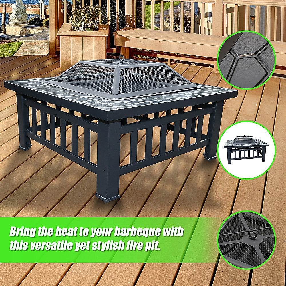 Square Metal Fire Pit Outdoor Heater - 45.7cm | Outdoorium