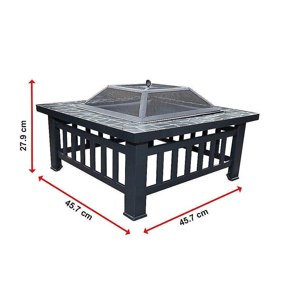 Square Metal Fire Pit Outdoor Heater - 45.7cm | Outdoorium