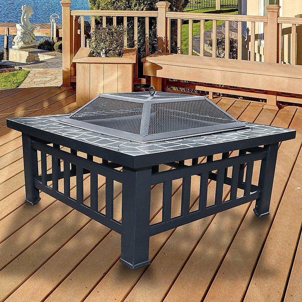 Square Metal Fire Pit Outdoor Heater - 45.7cm | Outdoorium