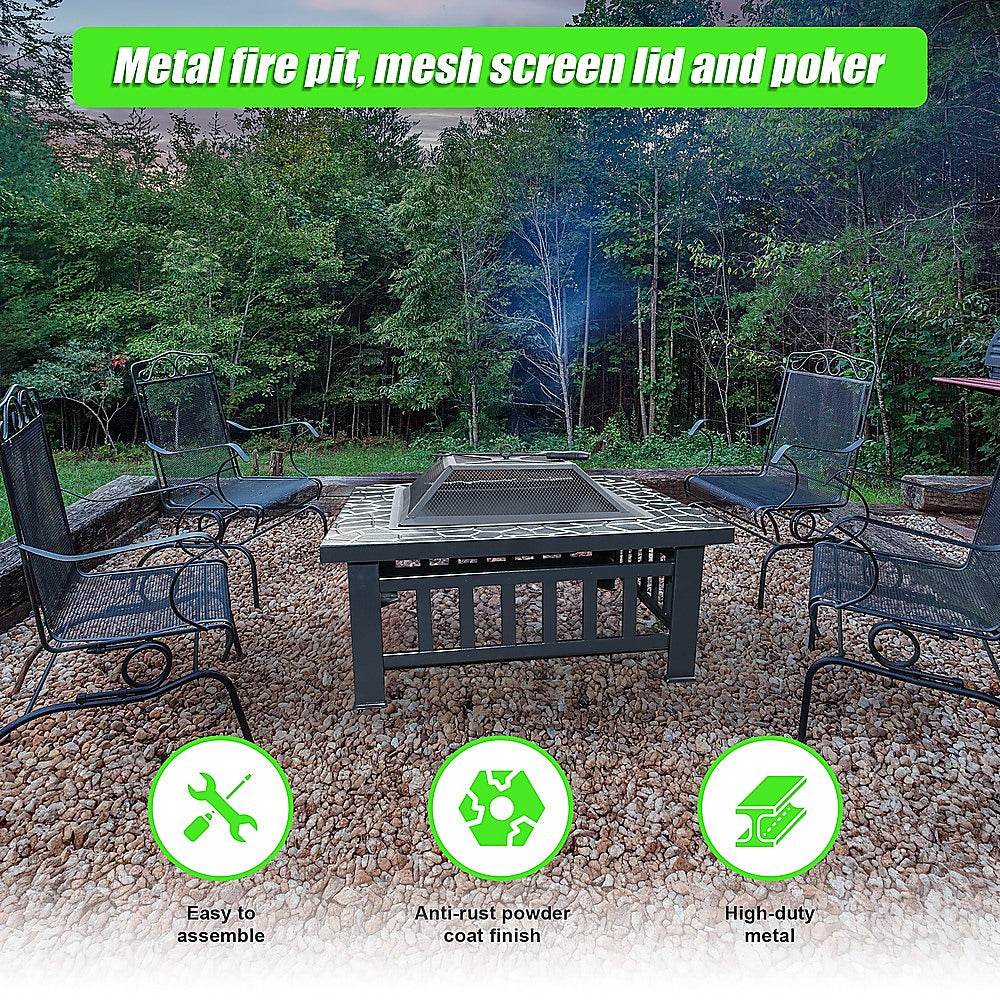 Square Metal Fire Pit Outdoor Heater - 45.7cm | Outdoorium