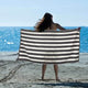 striped cotton terry beach towel charcoal stripes 1pc | Outdoorium