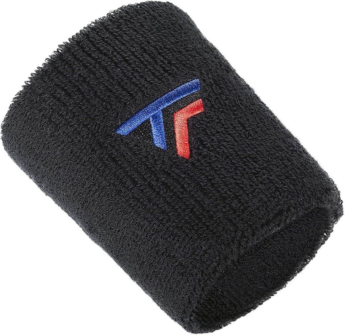 Tecnifibre Tennis XL Wristband Wrist Bands Sweatband Sport Squash Cotton - Black - Outdoorium