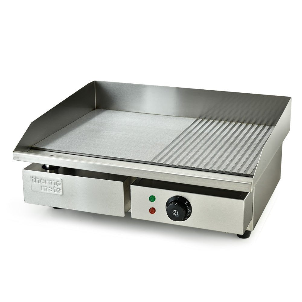 THERMOMATE Electric Griddle Commercial Stainless Steel 2200W BBQ Grill Pan Hot Plate Large - Outdoorium