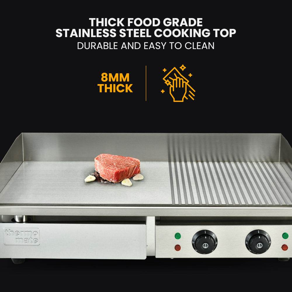 THERMOMATE Electric Griddle Commercial Stainless Steel 4400W BBQ Grill Hot Plate Extra Large | Outdoorium